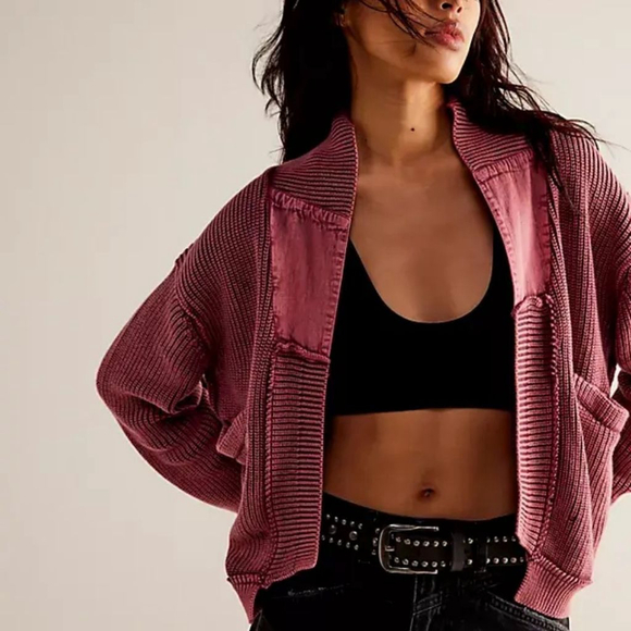 Free People Sweaters - Free People Women's Worn Thru Surplus Cardigan sweater bubblegum pink size small